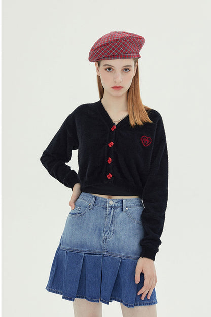 BerryBetty - V Neck Solid Color Cardigan