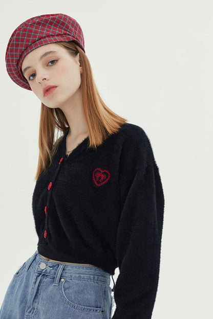 BerryBetty - V Neck Solid Color Cardigan