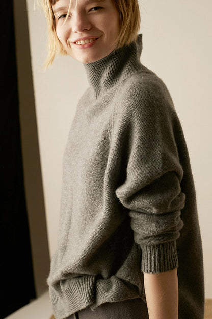 BerryBetty - Turtleneck Side Split Wool Sweater