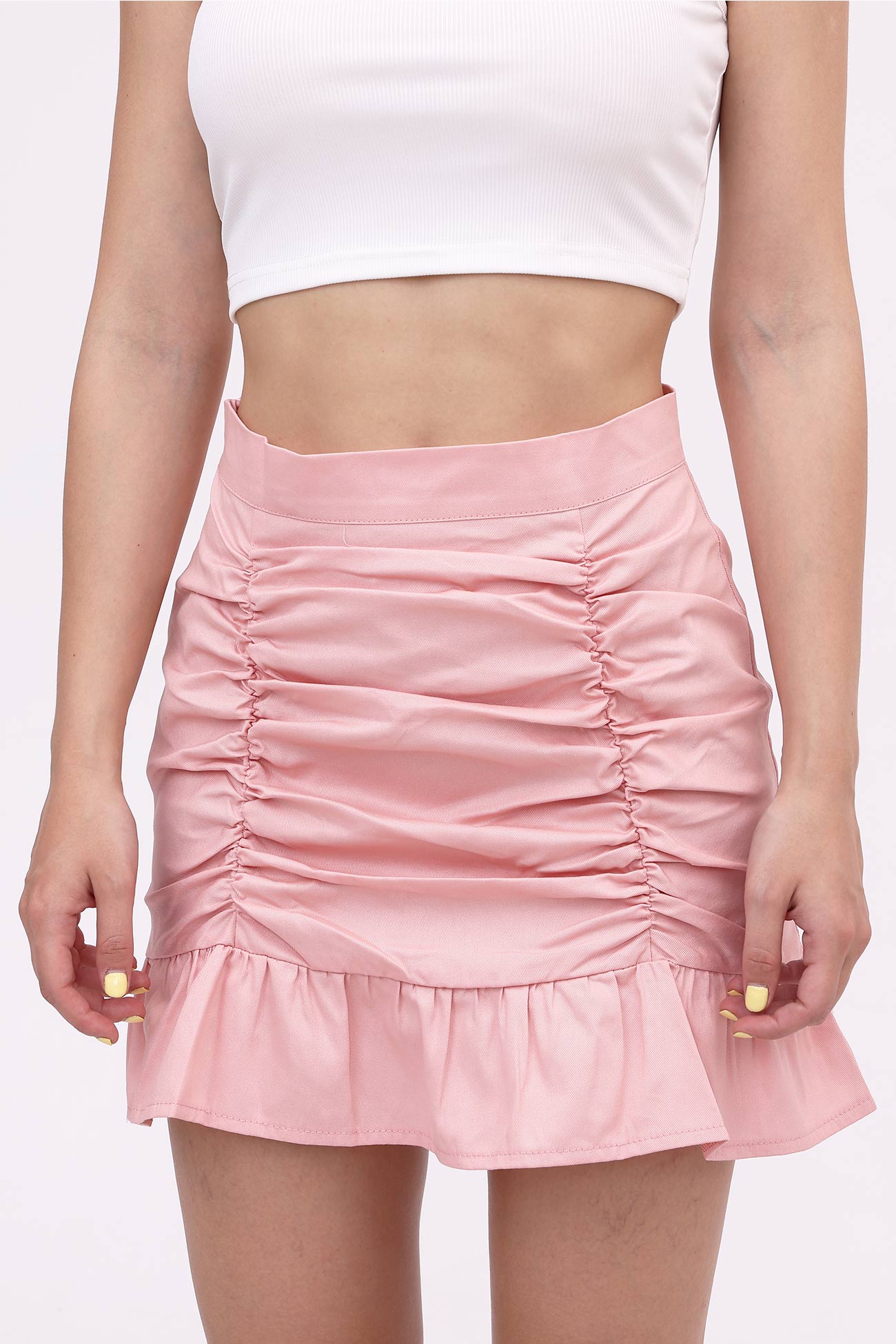 BerryBetty - Solid Pleated Ruffled Skirt