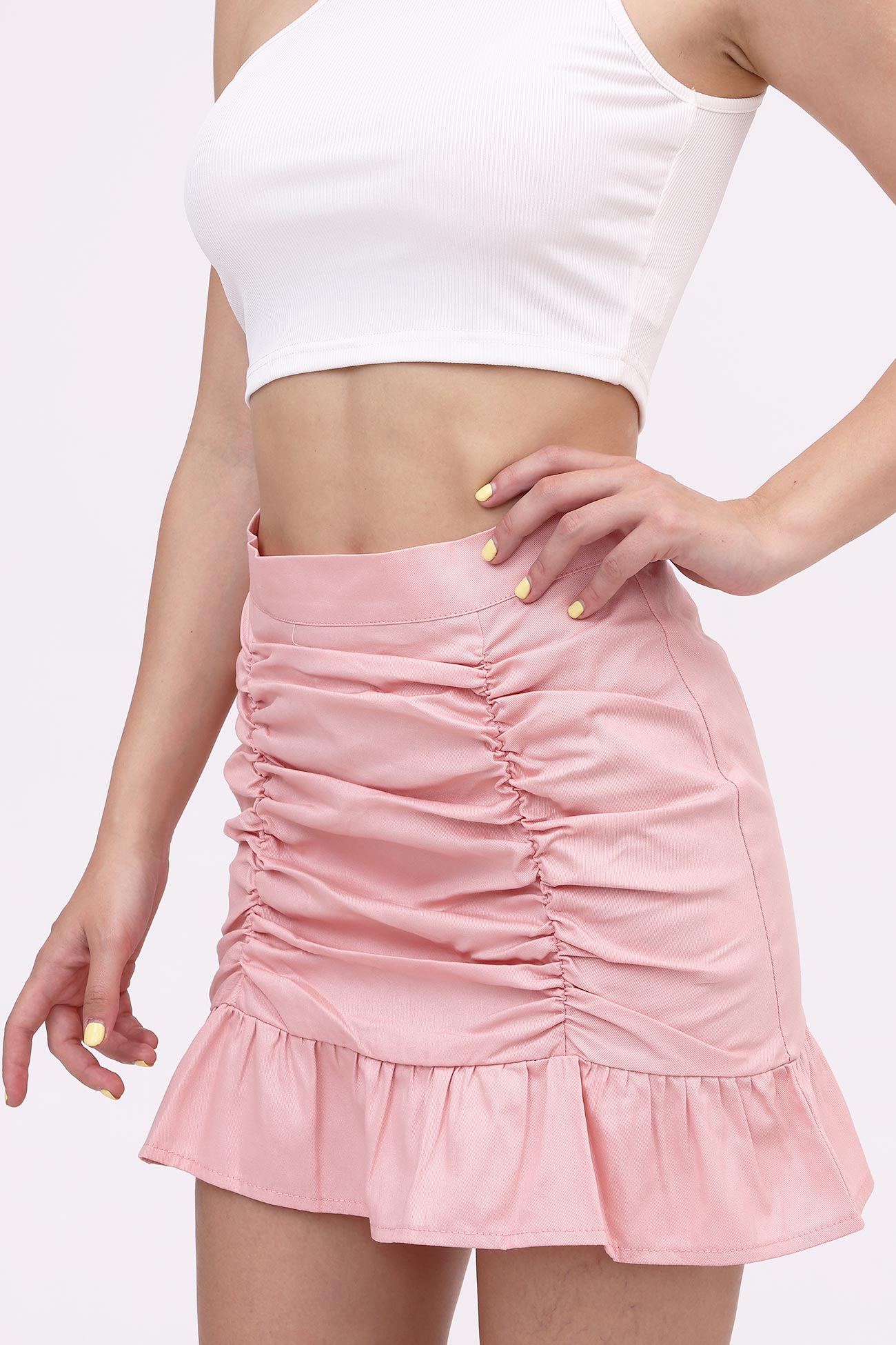 BerryBetty - Solid Pleated Ruffled Skirt