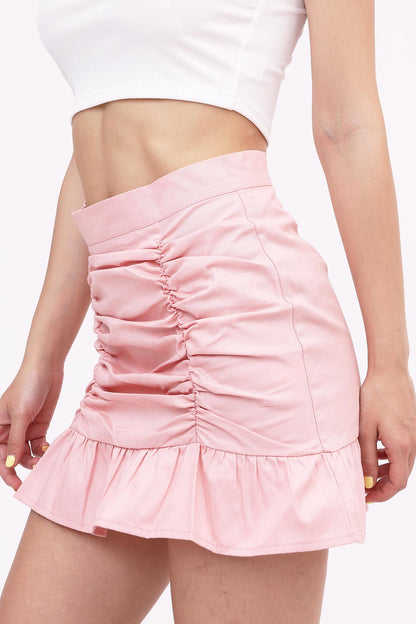 BerryBetty - Solid Pleated Ruffled Skirt