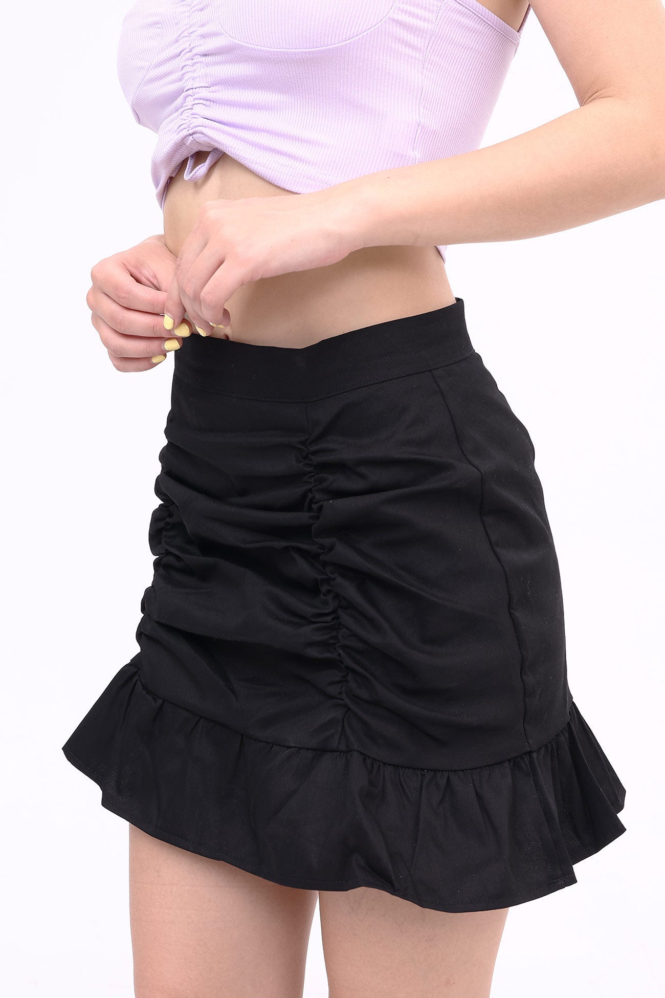 BerryBetty - Solid Pleated Ruffled Skirt