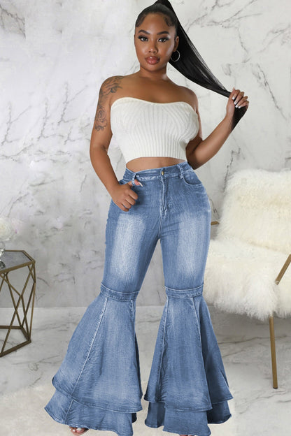 BerryBetty - Tiered Flares High Rise Jeans