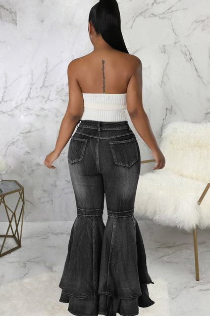 BerryBetty - Tiered Flares High Rise Jeans