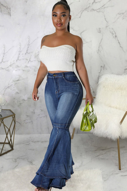 BerryBetty - Tiered Flares High Rise Jeans