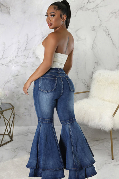 BerryBetty - Tiered Flares High Rise Jeans