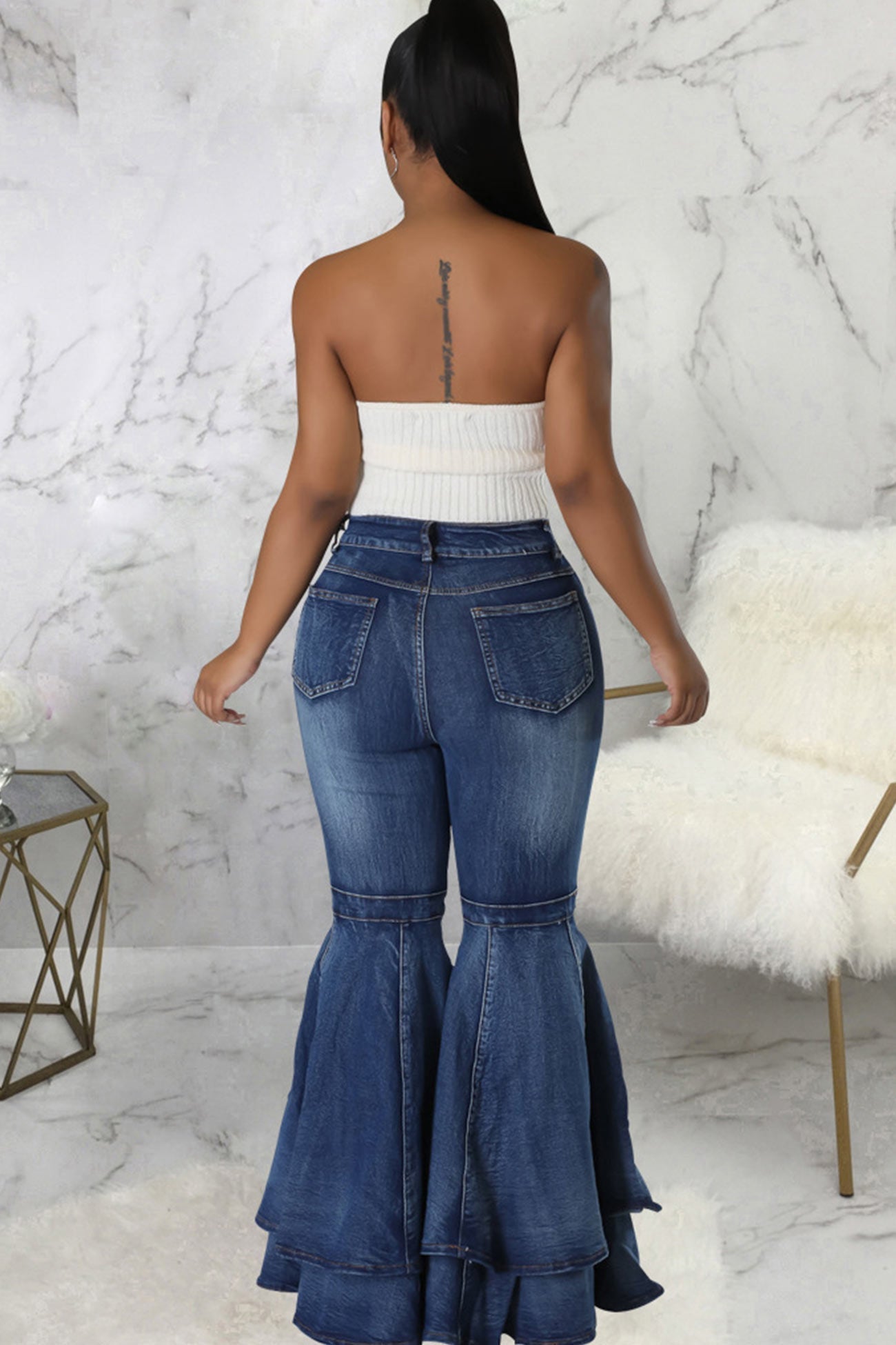 BerryBetty - Tiered Flares High Rise Jeans