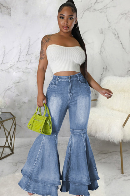 BerryBetty - Tiered Flares High Rise Jeans