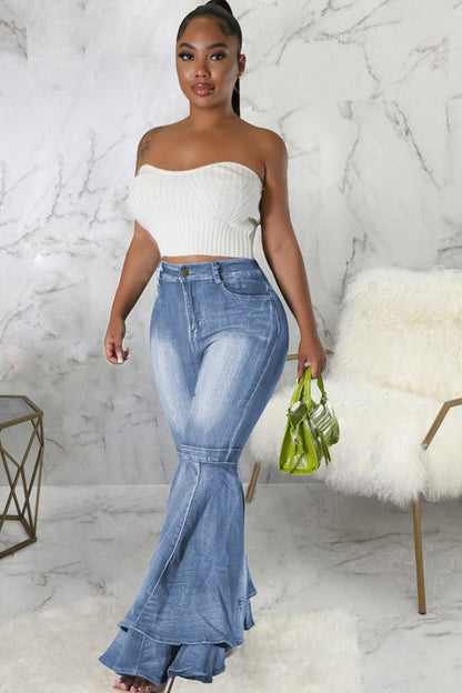 BerryBetty - Tiered Flares High Rise Jeans