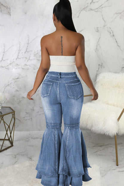 BerryBetty - Tiered Flares High Rise Jeans