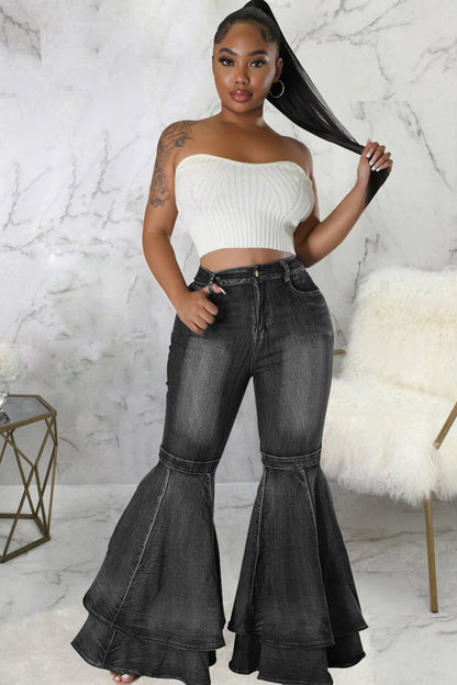 BerryBetty - Tiered Flares High Rise Jeans