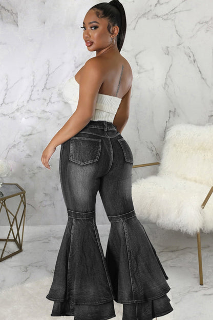 BerryBetty - Tiered Flares High Rise Jeans