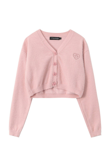 BerryBetty - V Neck Solid Color Cardigan