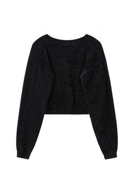 BerryBetty - V Neck Solid Color Cardigan