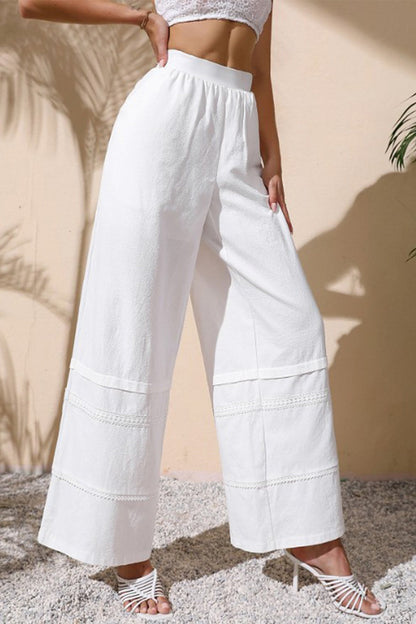 BerryBetty - White Embossing Wide Leg Pants