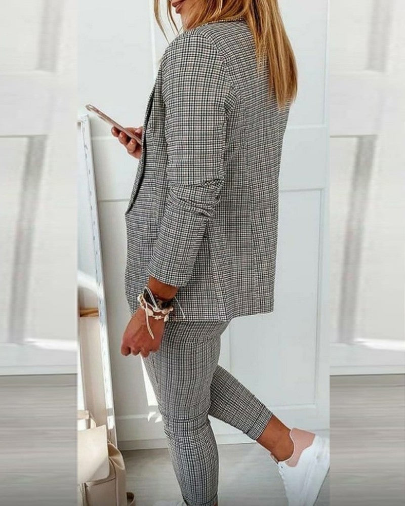 BerryBetty - Plaid Comfortable Casual Women's Suit