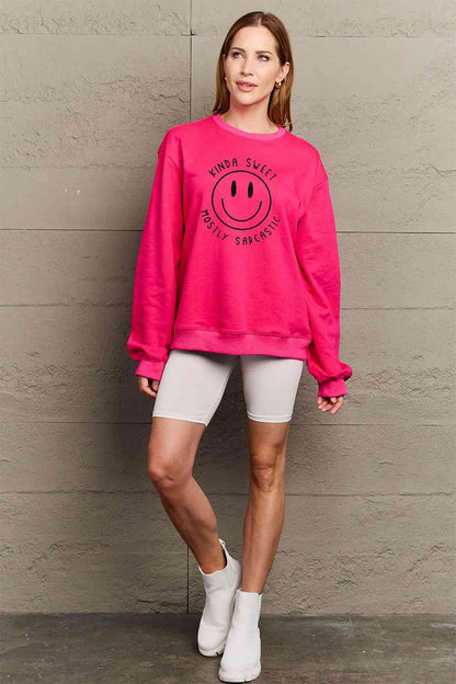 BerryBetty - Simply Love Full Size Smiling Face Graphic Sweatshirt