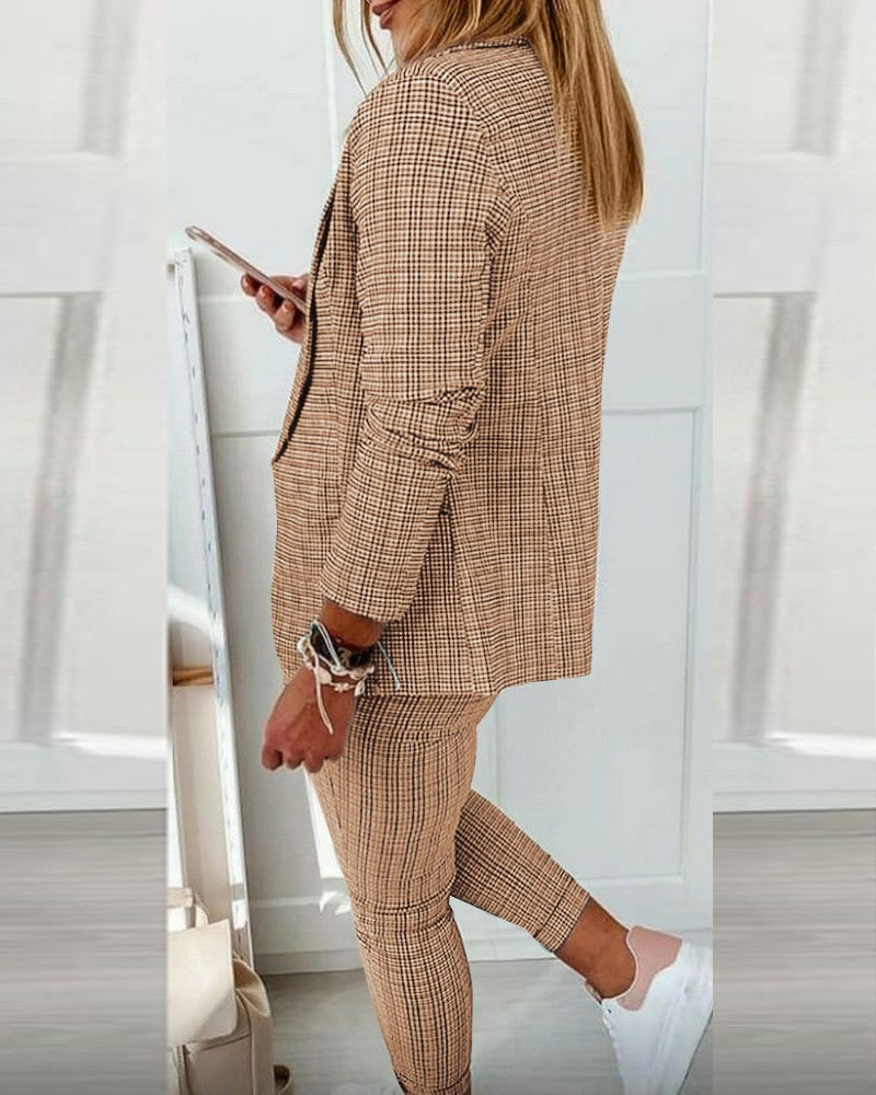 BerryBetty - Plaid Comfortable Casual Women's Suit