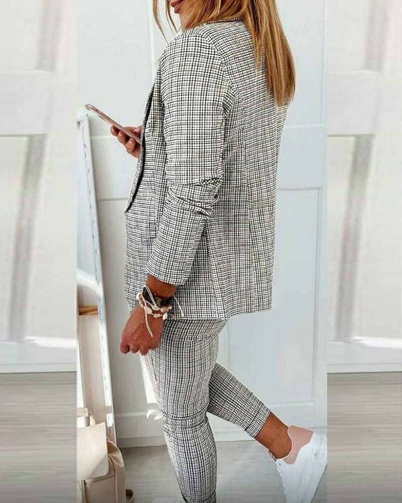 BerryBetty - Plaid Comfortable Casual Women's Suit