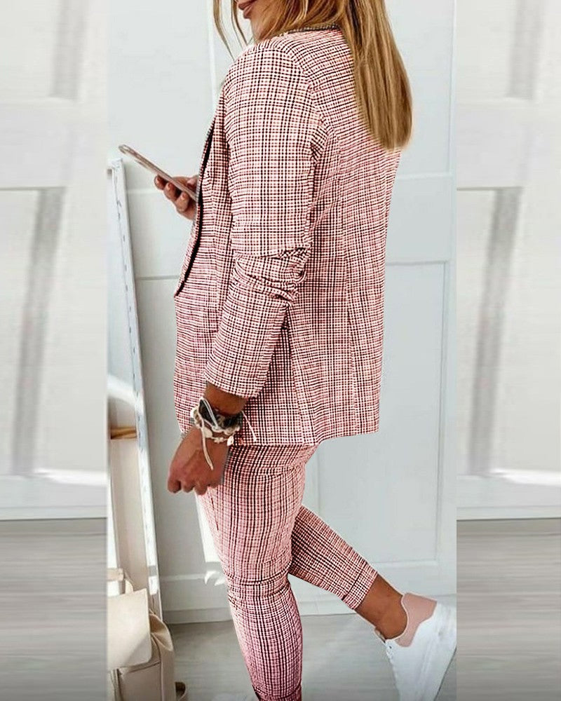 BerryBetty - Plaid Comfortable Casual Women's Suit