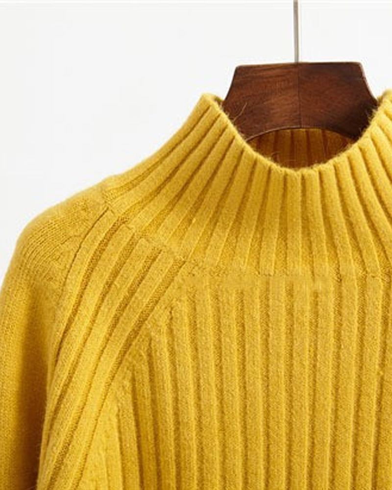 BerryBetty - Solid Color Stand-up Sweater