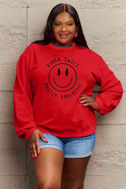 BerryBetty - Simply Love Full Size Smiling Face Graphic Sweatshirt