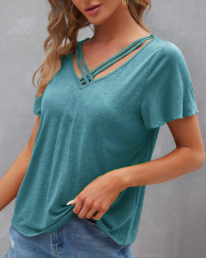 BerryBetty - Solid color Cut Out T-shirt