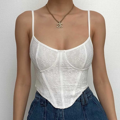 BerryBetty - Solid lace up textured self tie backless bustier crop top - Final Sale