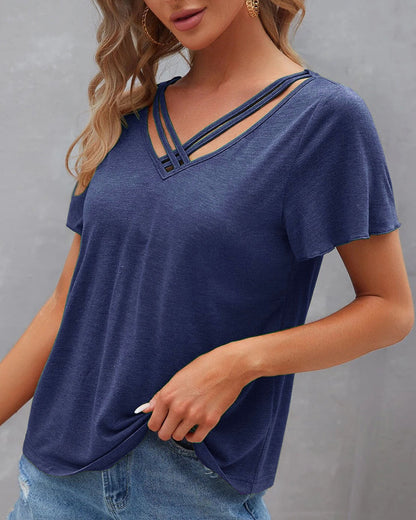 BerryBetty - Solid color Cut Out T-shirt