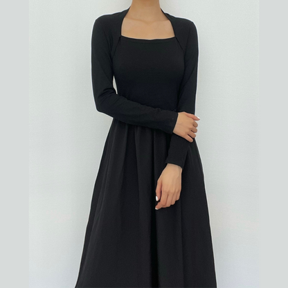 BerryBetty - Ruched long sleeve solid midi dress