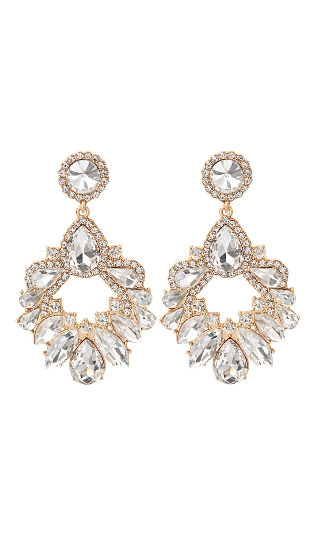 BerryBetty - WHITE CRYSTAL CHANDELIER DROP EARRINGS