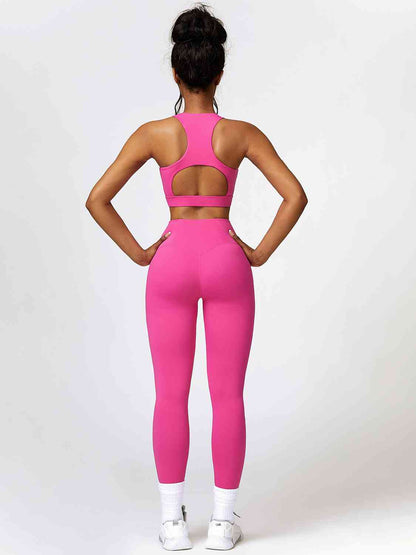 BerryBetty - Cutout Cropped Sport Tank and Leggings Set