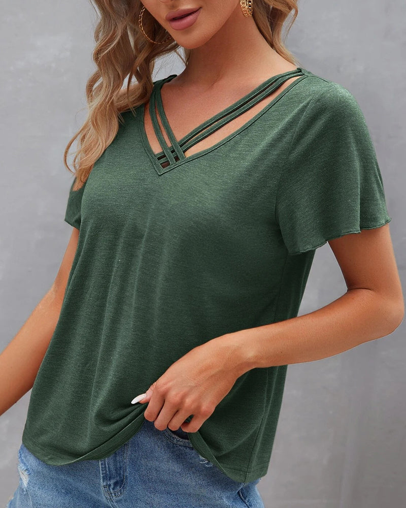 BerryBetty - Solid color Cut Out T-shirt