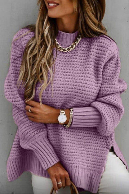 BerryBetty - Round Neck Slit Sweater