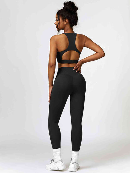 BerryBetty - Cutout Cropped Sport Tank and Leggings Set