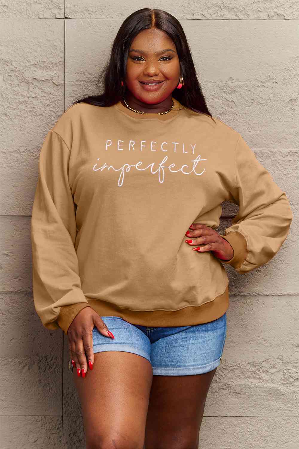 Simply Love Full Size Graphic Round Neck Sweatshirt Tan clothes long sleeve long sleeve shirts long sleeve top Ship From Overseas Shipping Delay 09/29/2023 - 10/04/2023 Simply Love sweaters Sweatshirt