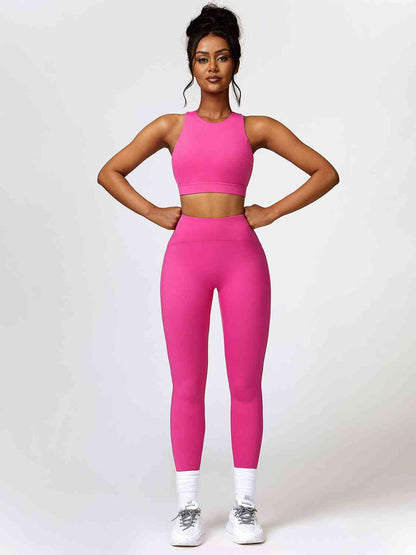 BerryBetty - Cutout Cropped Sport Tank and Leggings Set