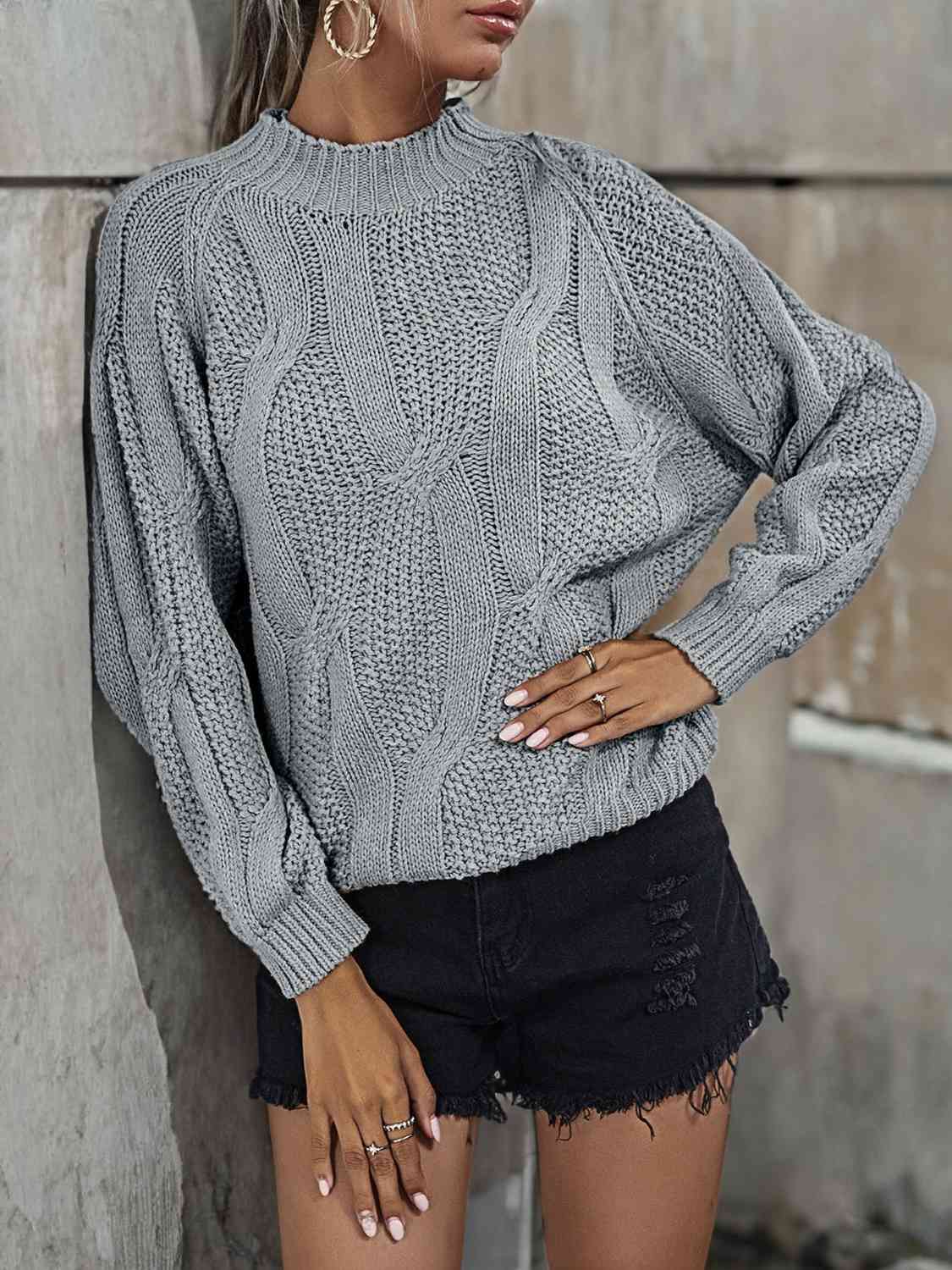 BerryBetty - Rib-Knit Mock Neck Sweater