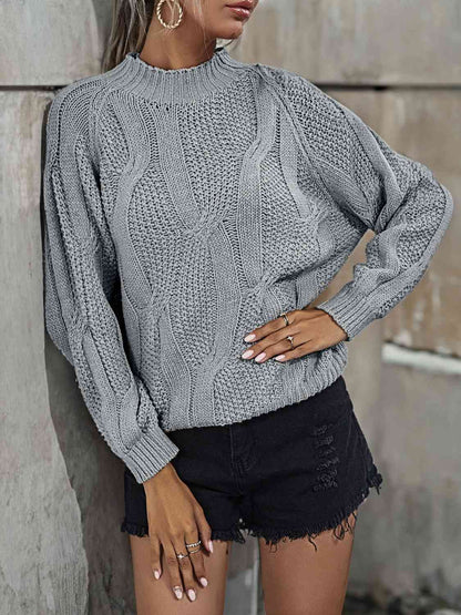 BerryBetty - Rib-Knit Mock Neck Sweater