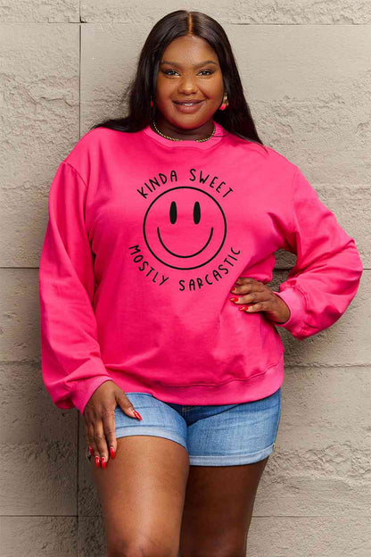 BerryBetty - Simply Love Full Size Smiling Face Graphic Sweatshirt