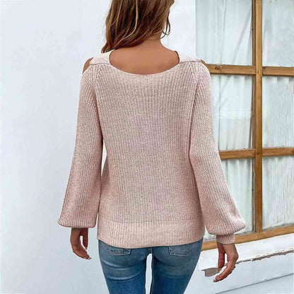 BerryBetty - Crisscross Cold-Shoulder Sexy Sweater