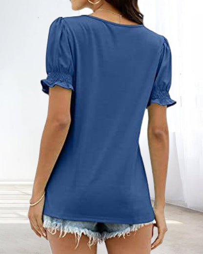 BerryBetty - Solid Color Square Neck T-shirt