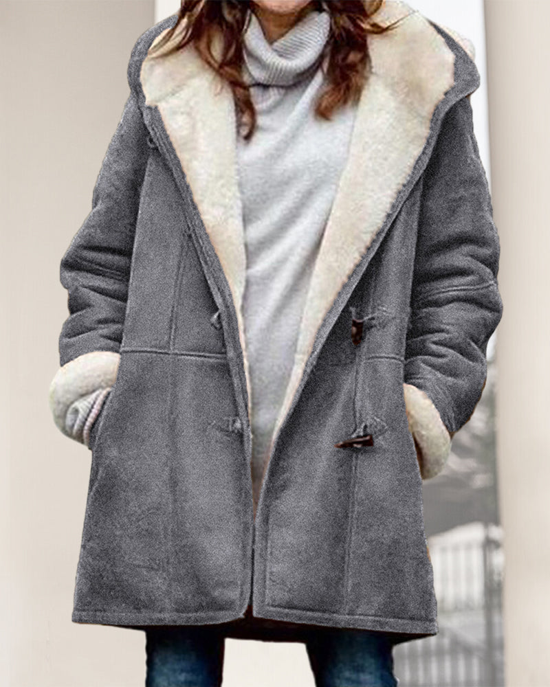 Solid Hooded casual coat Gray 2023 f/w 23BF clothes jackets & coats SALE Tops/Blouses