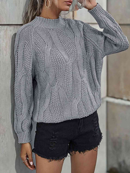 Rib-Knit Mock Neck Sweater Heather Gray clothes long sleeve long sleeve shirts long sleeve top Ship From Overseas Shipping Delay 10/01/2023 - 10/02/2023 sweater sweaters Sweatshirt Y*X