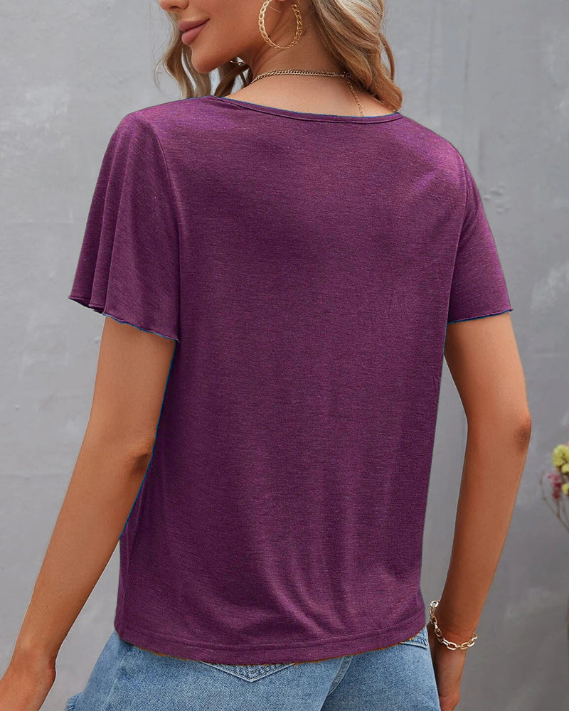 BerryBetty - Solid color Cut Out T-shirt