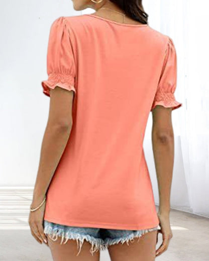 BerryBetty - Solid Color Square Neck T-shirt