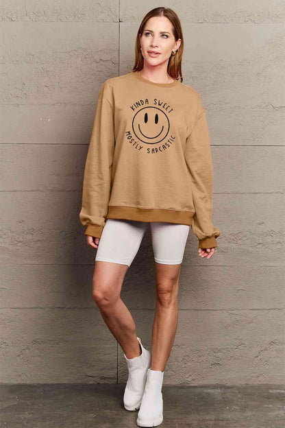 BerryBetty - Simply Love Full Size Smiling Face Graphic Sweatshirt