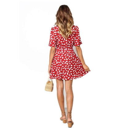BerryBetty - Ellen V Neck Casual Beach Mini Dress