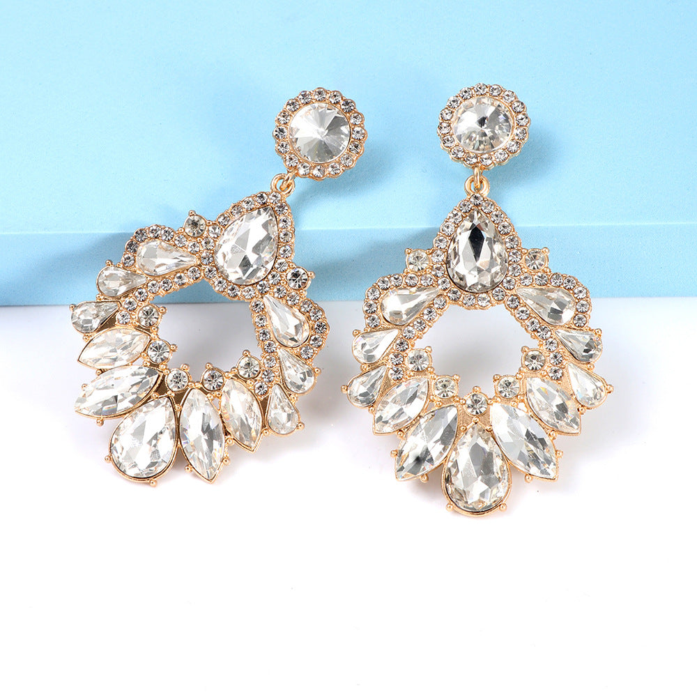 BerryBetty - WHITE CRYSTAL CHANDELIER DROP EARRINGS